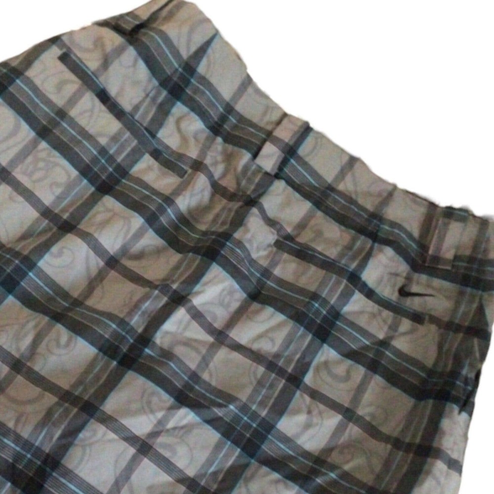 Womens Nike Golf Skort Size 4 Grey Black Blue Plaid Skirt Tennis Drifit EUC